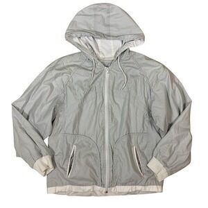 Current Seen Apparel Hooded Windbreaker Jacket Light Gray Zip Up Casual Medium